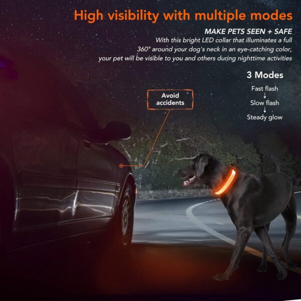 Light Up Dog Collar at Night, Led Dog Collar Adjustable, Lighted Dog Collar Rechargeable Waterproof, Dog Lights for Night Walking, Glow in The Dark Dog Collars Light for Medium Large Dogs OL - Image 7