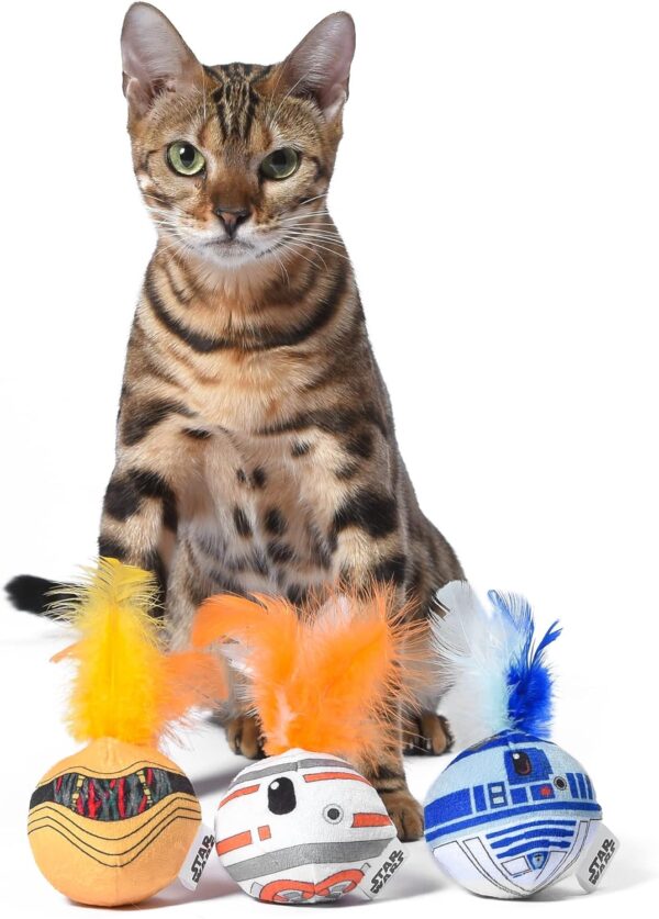 STAR WARS for Pets Cat Toys 3 Pack Feather Jingle Balls with Catnip: C3PO, BB8, R2-D2 | Fun Catnip Toys Jingle Ball Feather Toy for Cats | Cat Balls with Bells | Gifts Fans - Image 4