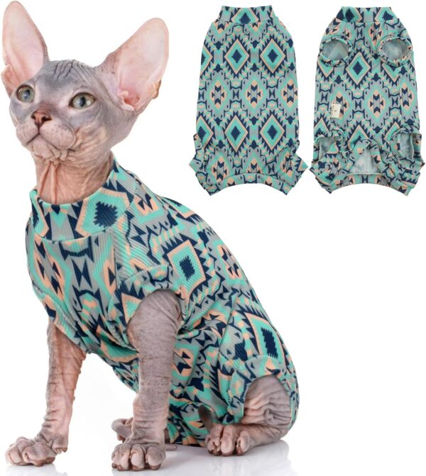 Sphynx Hairless Cat Breathable Summer Cotton T-Shirts, Pullover Kitten T-Shirts with Sleeves, Cat Pajamas Jumpsuit, Breathable Cat Daily Wear Clothes