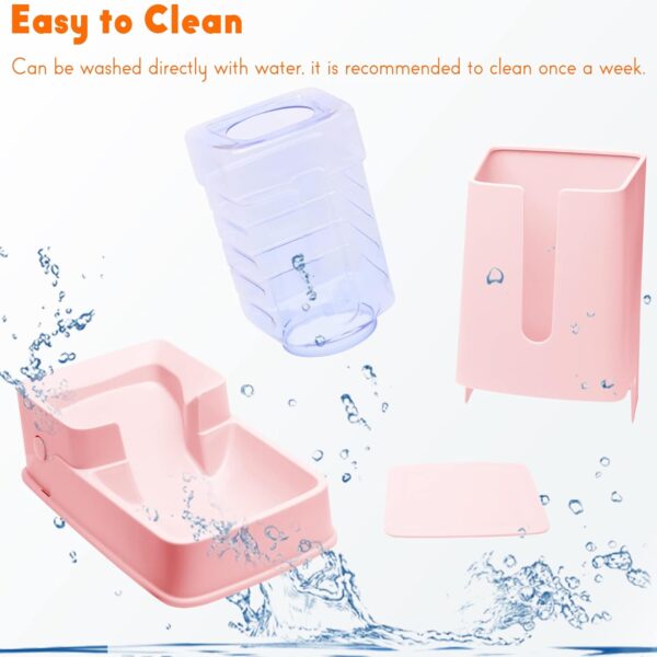 Automatic Cat Feeder and Dog Water Dispenser Set, 1 Gallon Capacity, Plastic, Pink, Suitable for Small to Big Pets - Image 6