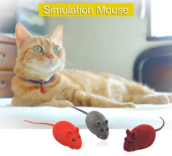 Andiker 3Pcs Cat Mouse Toy, Flocking Squeaking Mouse Cat Toy 3 Random Colors Soft Small Cat Toys for Indoor Cats Interactive Cat Toy for Cats and kitten to Catch and Bit (3pcs) - Image 5