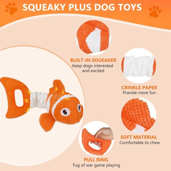 Squeaky Dog Toys, Durability Interactive Tug of War Puppy Toys for Indoor and Outdoor Play - Stuffed Pet Dog Toys with Soft Fabric Suitable for Small, Medium, and Large Dogs - Image 3