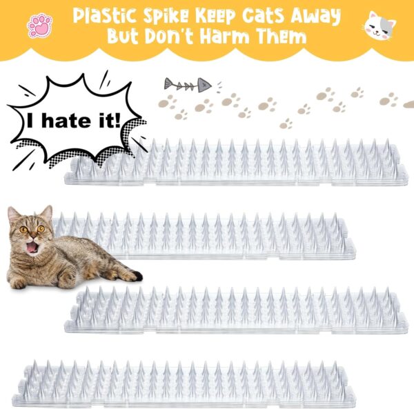 Nuanchu 32 Pack Scat Repellent Cat Mat with Spikes Outdoor Indoor Cat Deterrent Mat Pet Training Plastic Mats Keep Cats Dogs Away (16 x 3 Inches) - Image 2