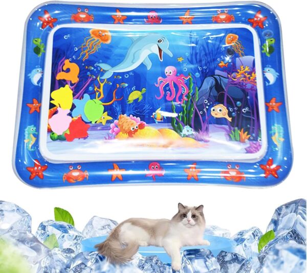 Sensory Water Play Mat for Cats, 2024 New Interactive Water Sensory Play Mat for Cats, Inflatable Cat Water Play Mat Cool Comfort, Water Sensory Playmat with Fish for Pet Play (Dolphin)