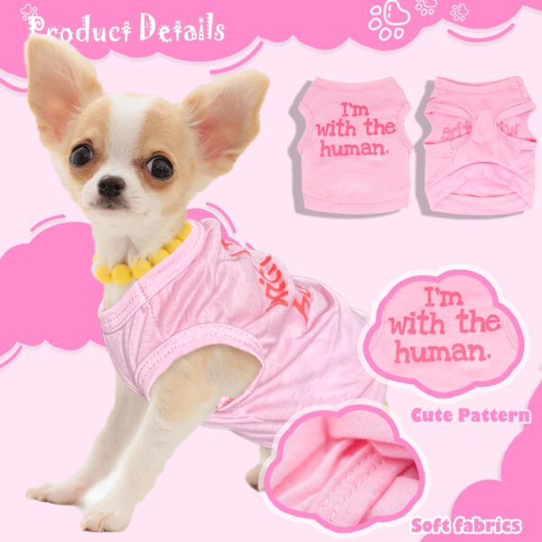 4 Pieces Dog Clothes for Small Dogs Girl Summer Teacup Chihuahua Yorkie Clothes Cute Small Dog Shirts Soft Breathable Pink Puppy Clothes Pet Outfit Cat Clothing XXS (XXSmall) - Image 5