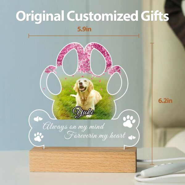 Pet Memorial Gifts for Dogs, Personalized Pet Memorial Night Lights, Dog Memorial Gifts for Loss of Dog, Loss of Dog Sympathy Gift, Dog Bereavement Remembrance Picture Frame (Design-C) - Image 5