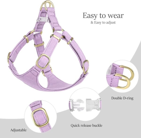 Didog No Pull Dog Harness- Adjustable Lightweight Small Harness Collar and Leash Set, Suitable for Cats Puppies Small Dogs Outdoor Training and Running (Purple, XXS) - Image 4