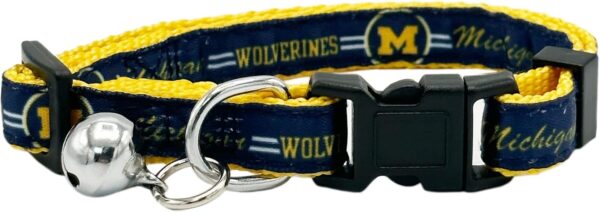 NCAA CAT COLLAR Michigan Wolverines Satin Cat Collar College Sports Team Collar for Dogs & Cats. A Shiny & Colorful Cat Collar with Ringing Bell Pendant