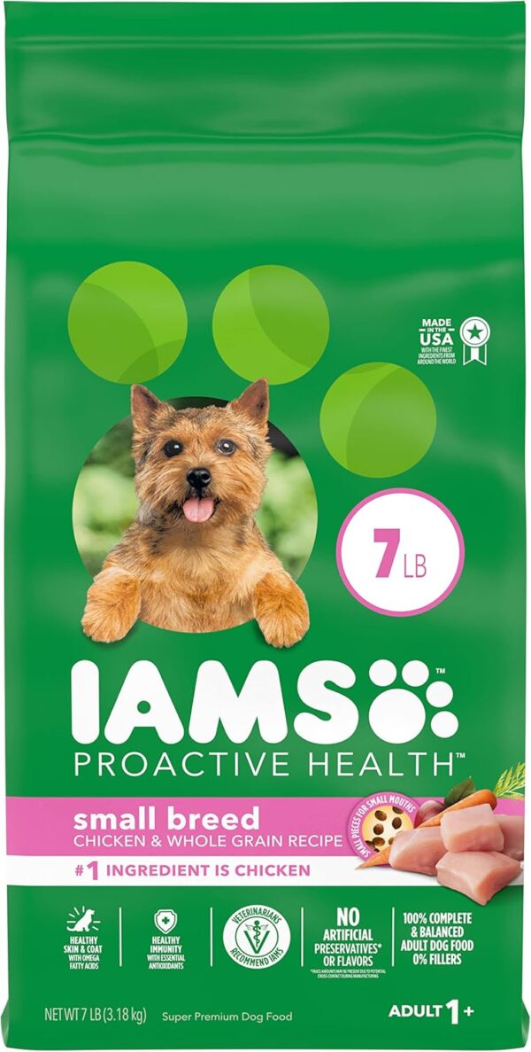 IAMS Small & Toy Breed Adult Dry Dog Food for Small Dogs with Real Chicken, 7 lb. Bag