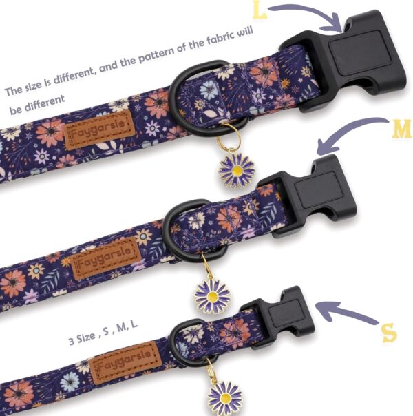 Faygarsle Floral Dog Collar for Girls and Female Dogs Soft and Fancy Pet Collar with Flower Design Ideal Purple Dog Collar for Small Medium Large Dogs M - Image 4