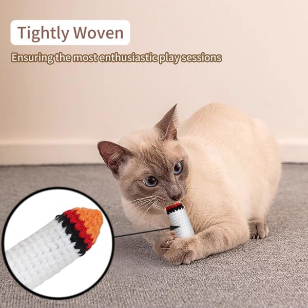 Catnip Toy for Cats Handmade Crocheted Cartoon Joint Cat Kicker Toy Teething Chew - Image 5