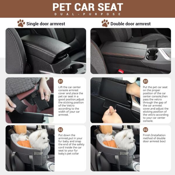 Console Dog Car Seats for Small Dog,Center Armrest Pet Booster Seat Puppy Travel Carrier for Car - Image 6