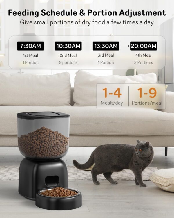 Automatic Cat Feeder, Cat Food Dispenser Battery-Operated with 180-Day Battery Life, Timed Pet Feeder for Cats and Dogs, Desiccant Bag, Programmable Portion Control, 4 Daily Meals, 10s Voice Recorder - Image 2