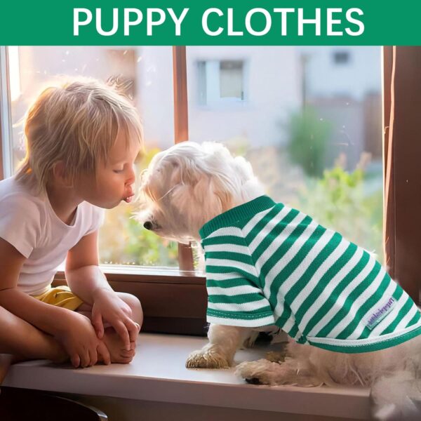 2 Pieces Puppy Clothes Summer Dog Shirt Cute Soft Dog Shirt for Small Dogs Bresthable Chihuahua Cat Clothes XS~XXL Pet Clothing (Green, Small) - Image 3