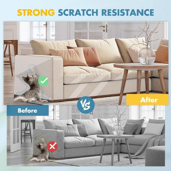 Cat Scratch Furniture Protector,11.8"x118" Single-Sided Sticky Couch Protector from Cat Claws Cat Furniture Protector, Flexible Furniture Protectors from Cats Scratching Cat Couch Protector - Image 2