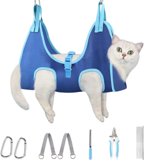 Supet Cat Grooming Hammock Harness for Cats Dogs, Relaxation Cat Nail Trimming Restraint, Restraint Dog & Small Cat Sling for Grooming Dog Grooming Helper for Nail Trimming Clipping Grooming