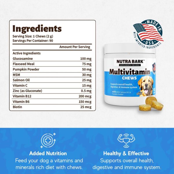 Multivitamin for Dogs | All-in-One | Glucosamine Chondroitin for Joint Support | Skin & Coat | Pumpkin & Probiotics for Digestive Support | Imunnity & Overall Health | 90 Soft Chews - Image 5