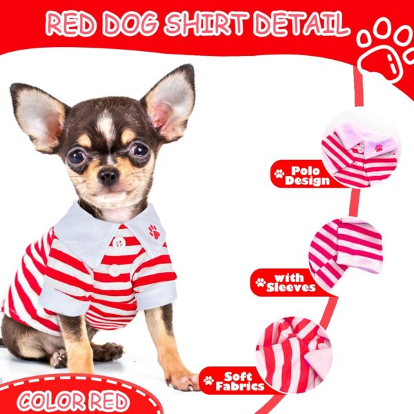 2 Pieces Stripe Dog T-Shirt Teacup Chihuahua Dog Clothes for Small Dogs Boy Yorkie Puppy Clothes XXS Blue+ Red - Image 4