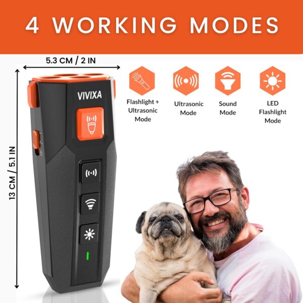 Dog Bark Deterrent Training Device, Ultrasonic Anti Bark Powerful 3X Sonic Emitters 4 Modes Stop Unwanted Behavior No Painful Shock Collar Long Range Big Battery Point to Any Dog Indoor Outdoor - Image 4