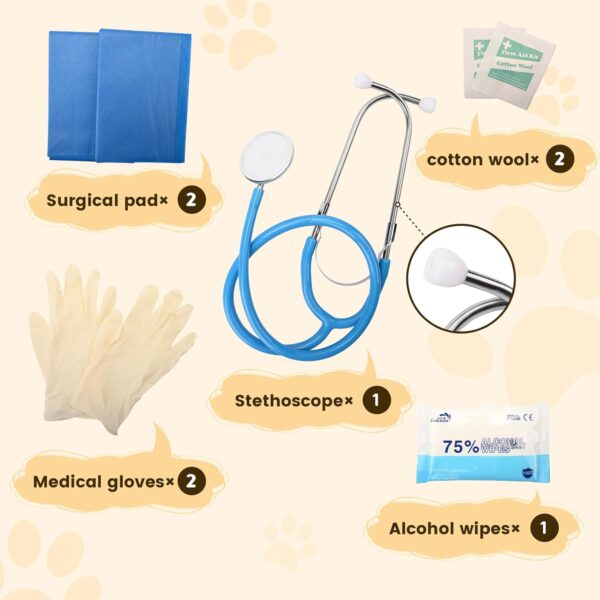 Newborn Puppy Kitten Whelping Kit for Birth Include 4 Puppy Feeding Tube, 6 Record Keeping Charts, 15 Puppy Whelping Collars, 15 Cord Clamps, Bulb Aspirator, Bottle, Stethoscope, Bag Etc - Image 6