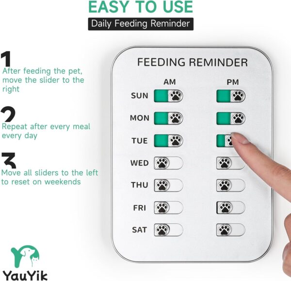 Dog Feeding Reminder, Magnetic OR Double Sided Adhesive Application, AM/PM Daily Chart Signs, Helps You Track Pets Feeding & Medication, Easy to Use on Fridge, Wall, Food Storage Bin (Silver) - Image 6