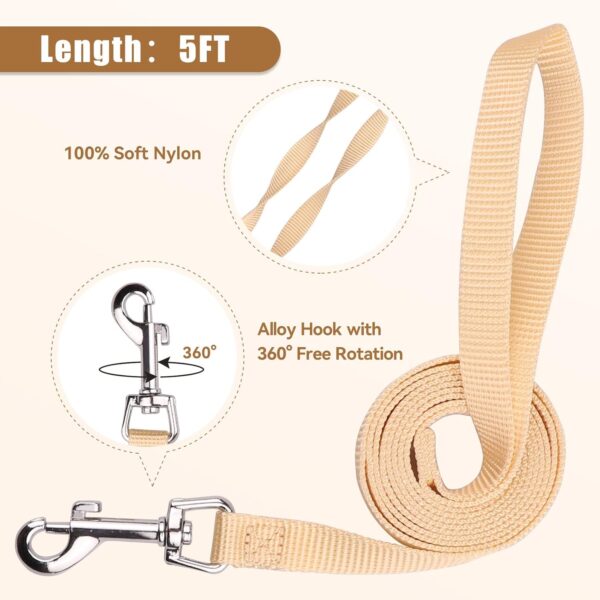 Dog Harness for Small Dogs,Small Dog Harness Puppy Harness Breathable Mesh Reflective Adjustable Safety Buckle XS Dog Harness Puppy Harness and Leash Set(Beige&XS) - Image 4