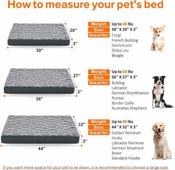 JOEJOY Orthopedic Dog Bed for Extra Large Medium Dogs, Big Dog Bed with Removable Waterproof Cover, Egg Crate Foam Pet Bed Mat, Washable Dog Crate Bed with Non-Slip Bottom, 36x27 Inch - Image 5