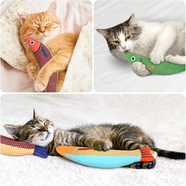 Catnip Toy, 3PCS Cat Chew Toys, Bite Resistant Catnip Toys with Bell Inside, Plush Cartoon Kitten Teething Interactive Toy for Cats - Image 7