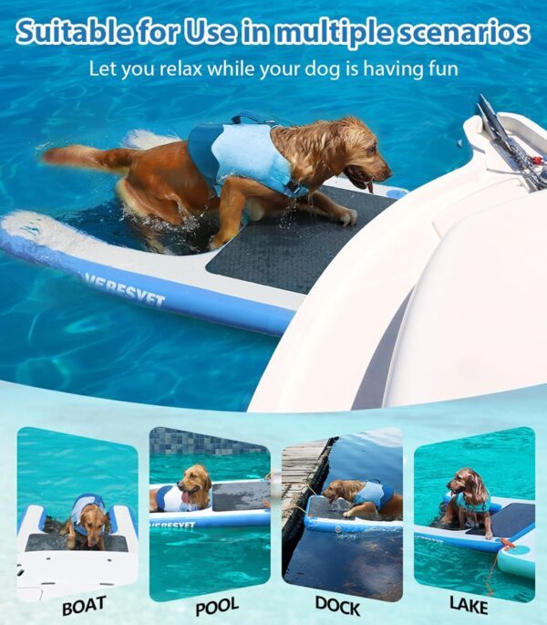 Inflatable Dog Water Ramp, Dog Floats Ramp Ladder for Pools, Boats, Docks, Sea and Lake, Non-Slip EVA Dog Pool Ramp Platform for Dogs Up to 150LBS - Image 6