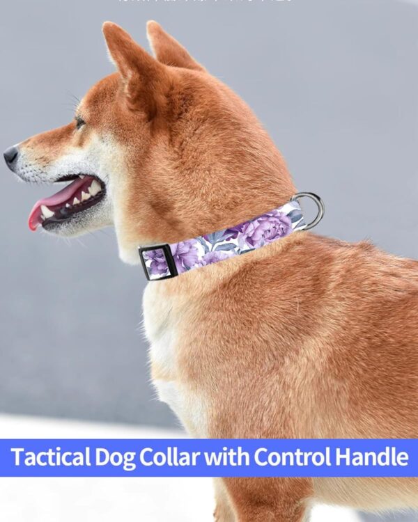 Dog Collar, Cute Dog Collar for Small Medium Large Dogs, Personalized Adjustable Soft Pet Collars with Quick Release Buckle for Walking Running, Cute Purple Floral - Image 2