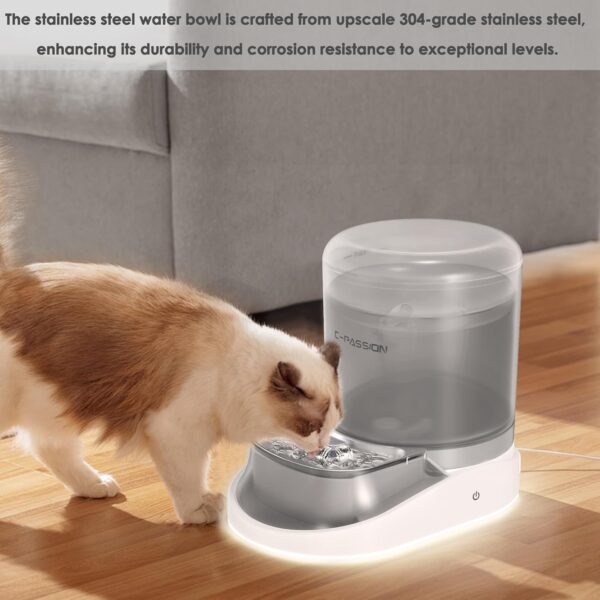 Cat Water Fountain Compatible with BRITA Filter,Wireless Pet Fountain Battery Operated,4L/135oz Automatic Dog Water Dispenser for Drinking with Quiet Pump Inside Stainless Steel Easy Clean BPA-Free - Image 4