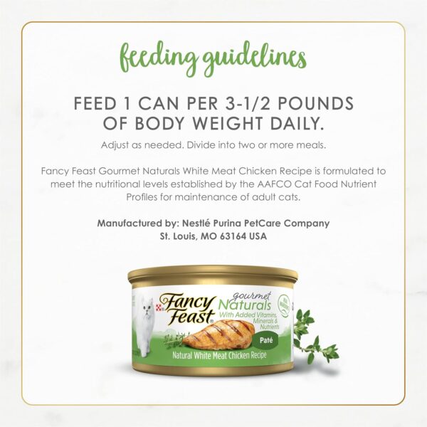 Purina Fancy Feast Grain Free Wet Cat Food Pate Gourmet Naturals White Meat Chicken Recipe - (Pack of 12) 3 oz. Cans - Image 6