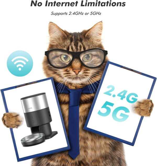 5G WiFi Automatic Cat Feeders,Pet Food Dispenser,APP Control for Remote Feeding,1-16 Meals Per Day for Multiple Pets,Pet Friendly,Easy to Install(2L/8cup/68ozCup), Black - Image 2