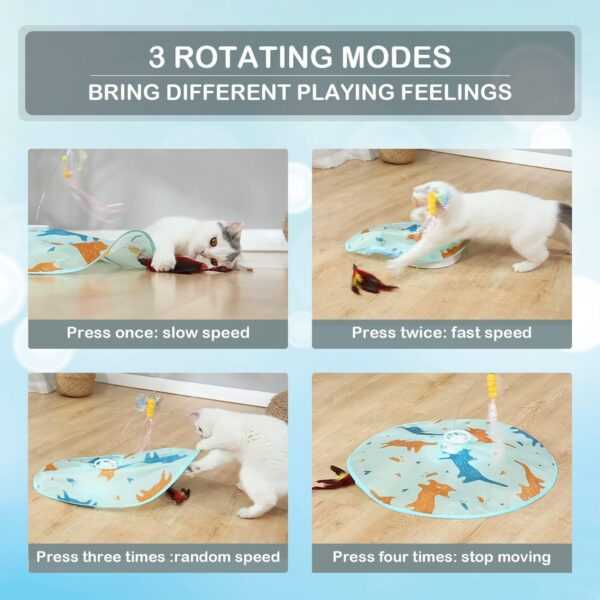 2-in-1 Rechargeable Motion Activated Interactive Cat Toys for Indoor Cats, Long Lifetime Motor Cat Chasing Toy for Exercise/Moving Butterfly/Feather Wand Kitten Toys - Image 5