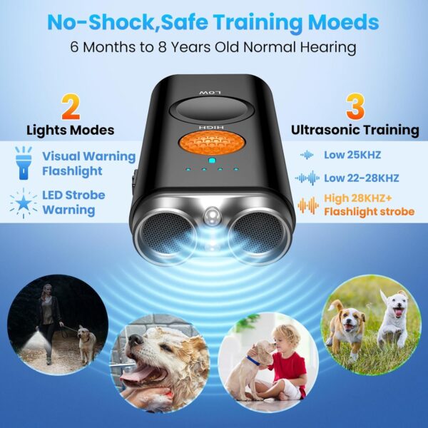 Anti Barking Device for Dogs, Dog Bark Deterrent Devices No More Bark DogTraining Indoor Outdoor Ultrasonic 2X Effective 50ft Range to Stop Neighbors Dog Barking Rechargeable for All Dogs - Image 2