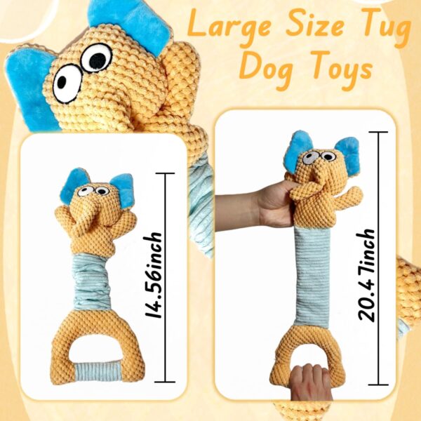 Interactive Dog Toys for Boredom, Plush Crinkle Squeaky Dog Toys, Tug of War Dog Toys, Dog Chew Toys, Dog Puzzle Toys for Small, Medium & Large Dogs (Elephant) - Image 6