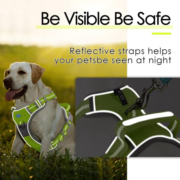 ThinkPet No Pull Harness set Breathable Sport Harness with Handle - Reflective Padded Dog Safety Vest with Reflective Neon Dog Leash XL Harness Leash Pack Green - Image 8