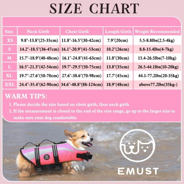 EMUST Life Jacket for Large Dogs, Dog Life Vest for Small/Medium/Large Dogs with Double Rescue Handles, High Reflective Dog Life Preserver for Swimming,Pink, L - Image 5