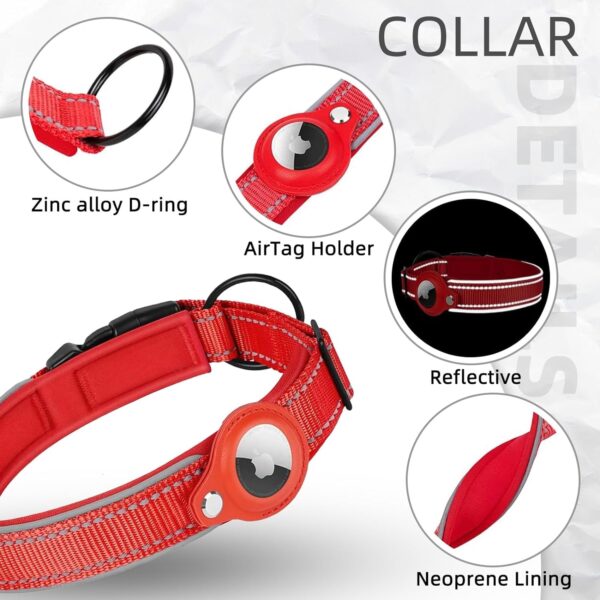 AirTag Dog Collar, Reflective Apple Air Tag Dog Collar, Padded Dog Collars with AirTag Holder Case, Adjustable Air Tag Pet Collar for Small Medium Large Dogs, S(12-14.5") - Image 5