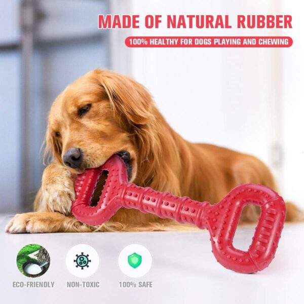 Dog Toys for Aggressive Chewers Large Breed 15 inch Interactive Dog Toy Large Long lasting Dog Toys with Convex Design Natural Rubber Tug-of-war Toy for Medium Large Dogs Tooth Clean(Red) - Image 2