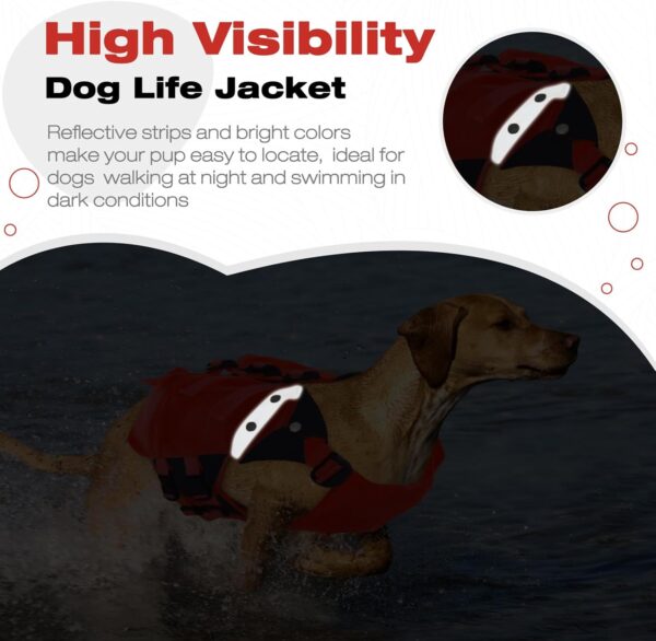 DENTRUN Dog Life Jacket Folding Dog Life Vest for Swimming Boating Portable Airbag Dog Life Preserver Floatation Safety Pool Lake Reflective Coat, High Visibility Dog Lifejacket for Large Dog - Image 3