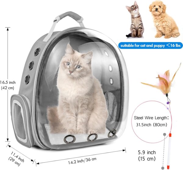 Cat Backpack Carrier, Pet Bubble Backpacks Airline Approved, Clear Space Capsule Pet Travel Carrying Bag Bookbag for Small Medium Cat Dog Puppy Kitten Bunny Bird with Hiking Walking Outdoor Use - Image 5