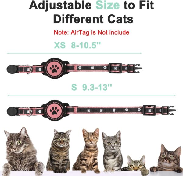 Airtag Cat Collar Breakaway, Reflective Kitten Collar with Air Tag Holder and Bell, Comfortable Padding, Adjustable, Durable, Fits for Girl Boy Cats (Pink,S) - Image 7