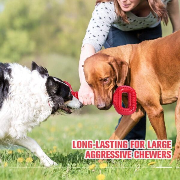 Dog Toys for Aggressive Chewers Large Breed 15 inch Interactive Dog Toy Large Long lasting Dog Toys with Convex Design Natural Rubber Tug-of-war Toy for Medium Large Dogs Tooth Clean(Red) - Image 5