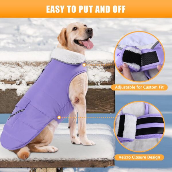 iBuddy Dog Winter Jackets with Fleece Vest,Waterproof Warm Dog Snow Jacket Windproof, Reflective Adjustable Pet Dogs Cold Winter Coat for Large Dogs Girl Boy - Image 3