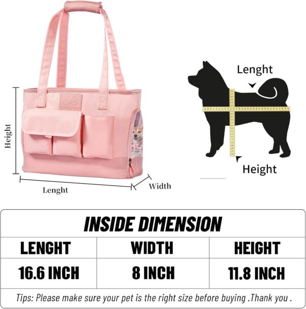 Dog Carrier, Cat Carrier, Pet Carrier, Foldable Waterproof Premium PU Leather Oxford Cloth Dog Purse, Portable Tote Bag Carrier for Small to Medium Cats and Small Dogs (Pink) - Image 5