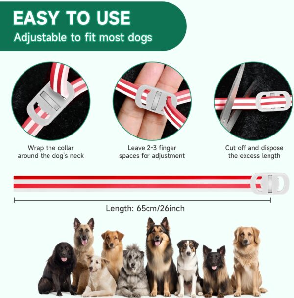 4 Pack Flea Collar for Dogs, 32 Months Flea and Tick Prevention for Dogs, Adjustable Flea and Tick Collar for Dogs, Dog Flea and Tick Collar, Water-Resistant Dog Flea Collars, Red & White - Image 5