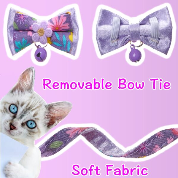 Cat Collars,HYQHYX Floral Bow Collar with Bell, Removable Cat Collar with Tie, Cute cat Collar for Cats and Puppies - Image 2