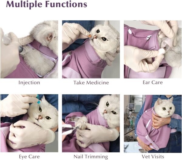 Cat Grooming Bag for Nail Trimming, Pet Grooming Hammock for Vet Visits, Adjustable Anti-Bite and Anti-Scratch Cats/Dogs Restraint Bag for Injection, Medicine Taking - Size L - Image 3