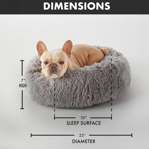 Calming Donut Bed for Dogs and Cats, Ultra Soft Circle Bed, Cozy, Waterproof, Zipper Cover, 23 in Bed, Small Dog Bed (Gray) - Image 5